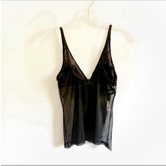 Victoria's Secret camisole black mesh sequins v neck sheer - Picture 7 of 7